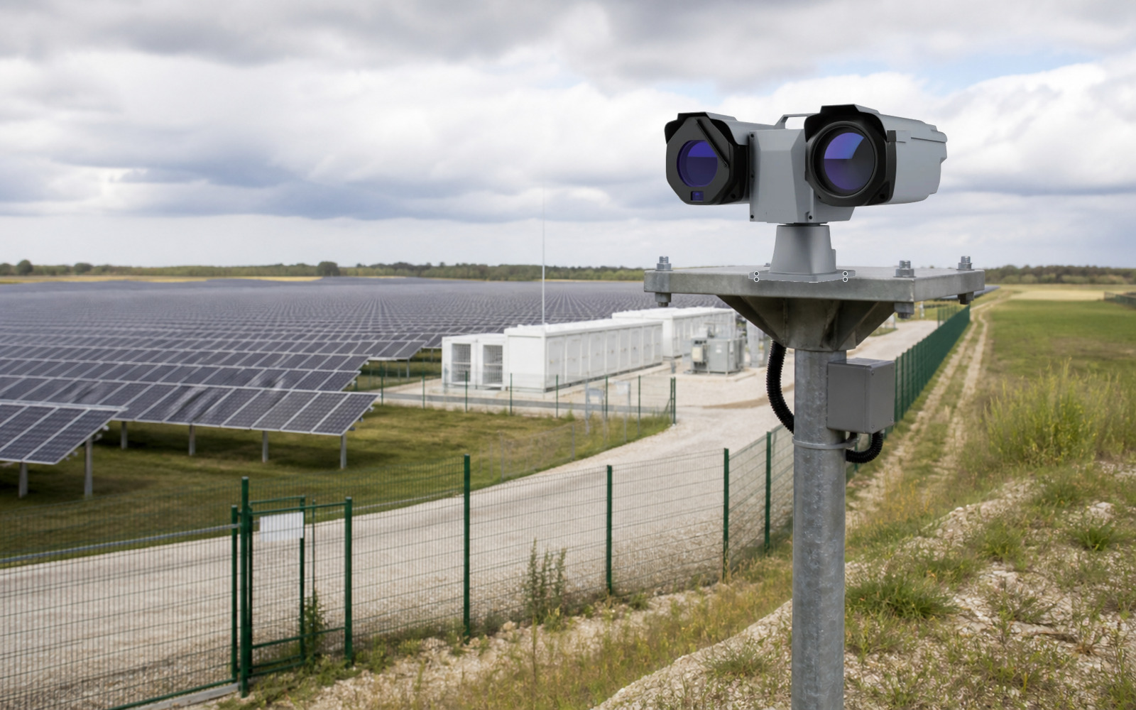 Defender Pro T40 surveillance system protecting a utility-scale solar farm